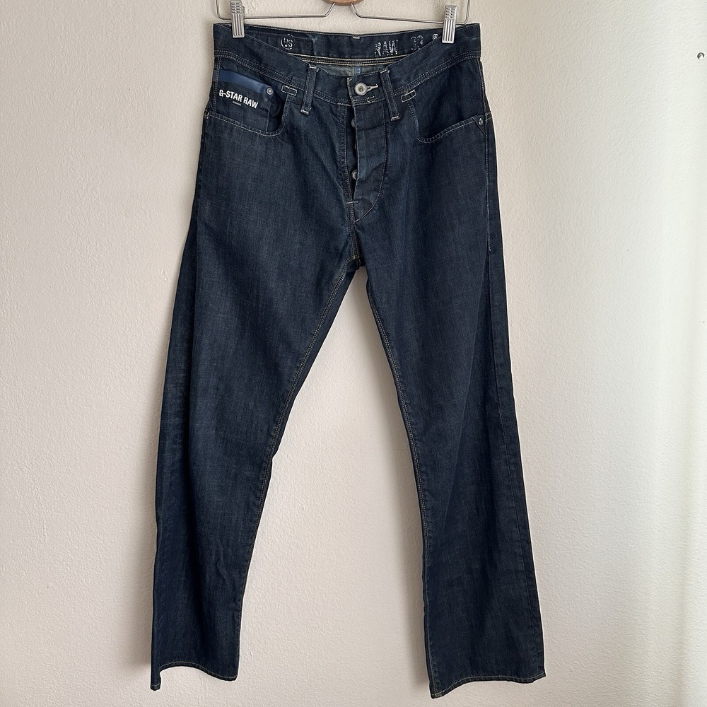G-Star Raw Bullit Loose Jeans Mens 30x32 Dark Indigo Wash Button Fly Denim
